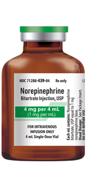 Norepinephrine Bitartrate Injection, USP 4 mg per 4 mL